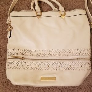 Cream/Gold purse with animal print lining